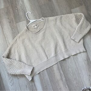 Industry Republic Clothing Cropped Sweatshirt womens Cream (small) scallop comfy